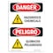 Signmission Safety Sign, OSHA Danger, 7" Height, Hazardous Chemicals Bilingual Spanish OS-DS-D-57-VS-1308 - alternate 1